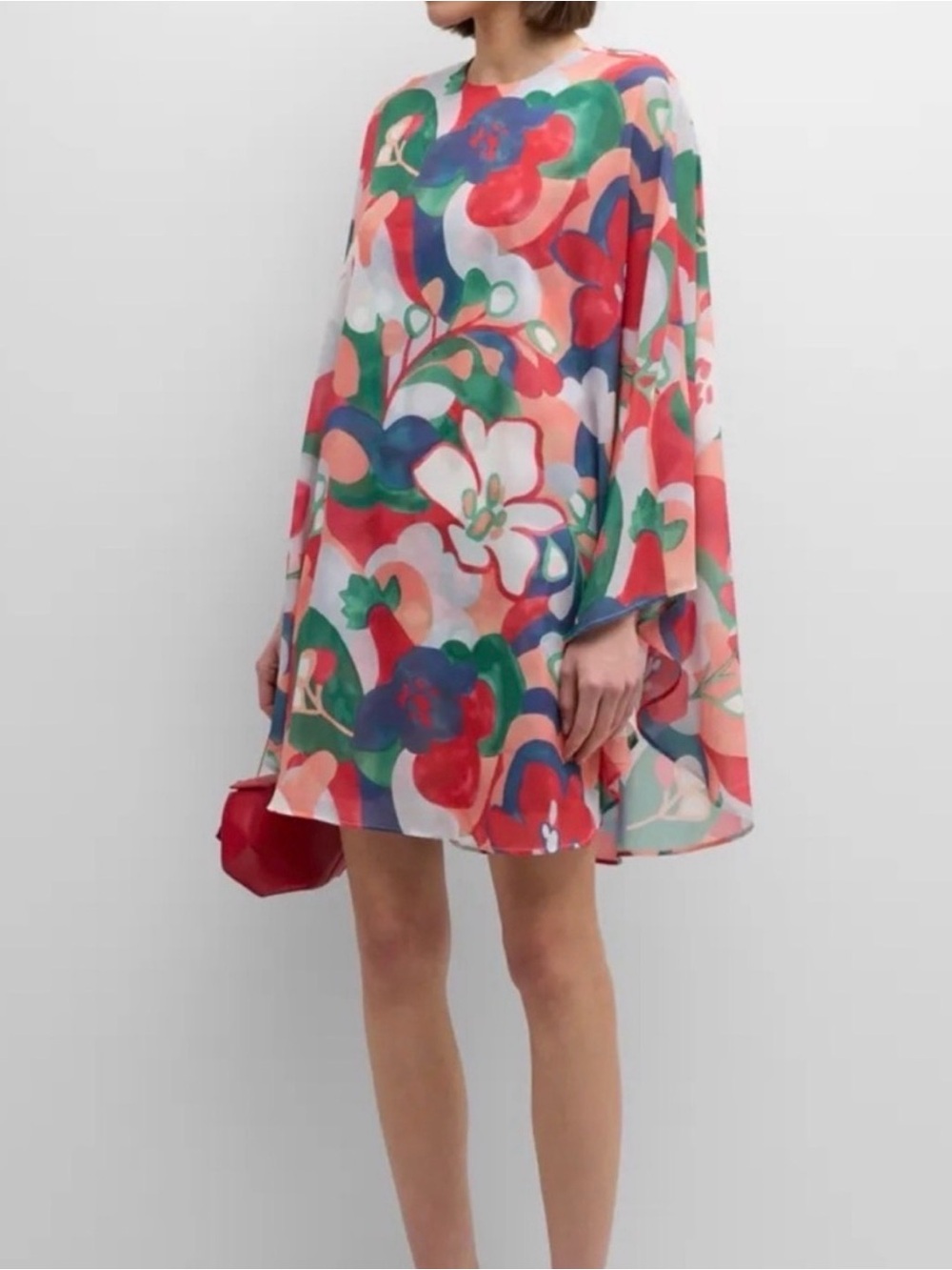 France’s Valentine Bree cape mini Overlay Dress Floral Batwing L Dreamy Daisies